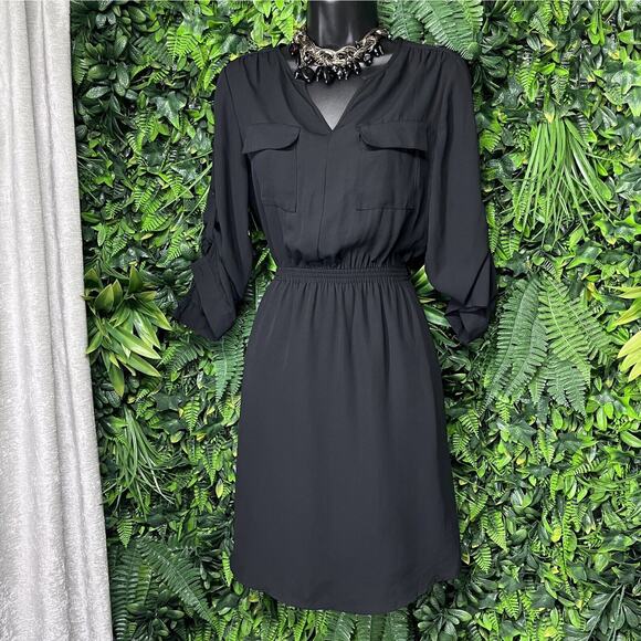 MOSSIMO Dress Women‎ XS Black Blouson Sheath Stretched Waist 2236 - Picture 5 of 7